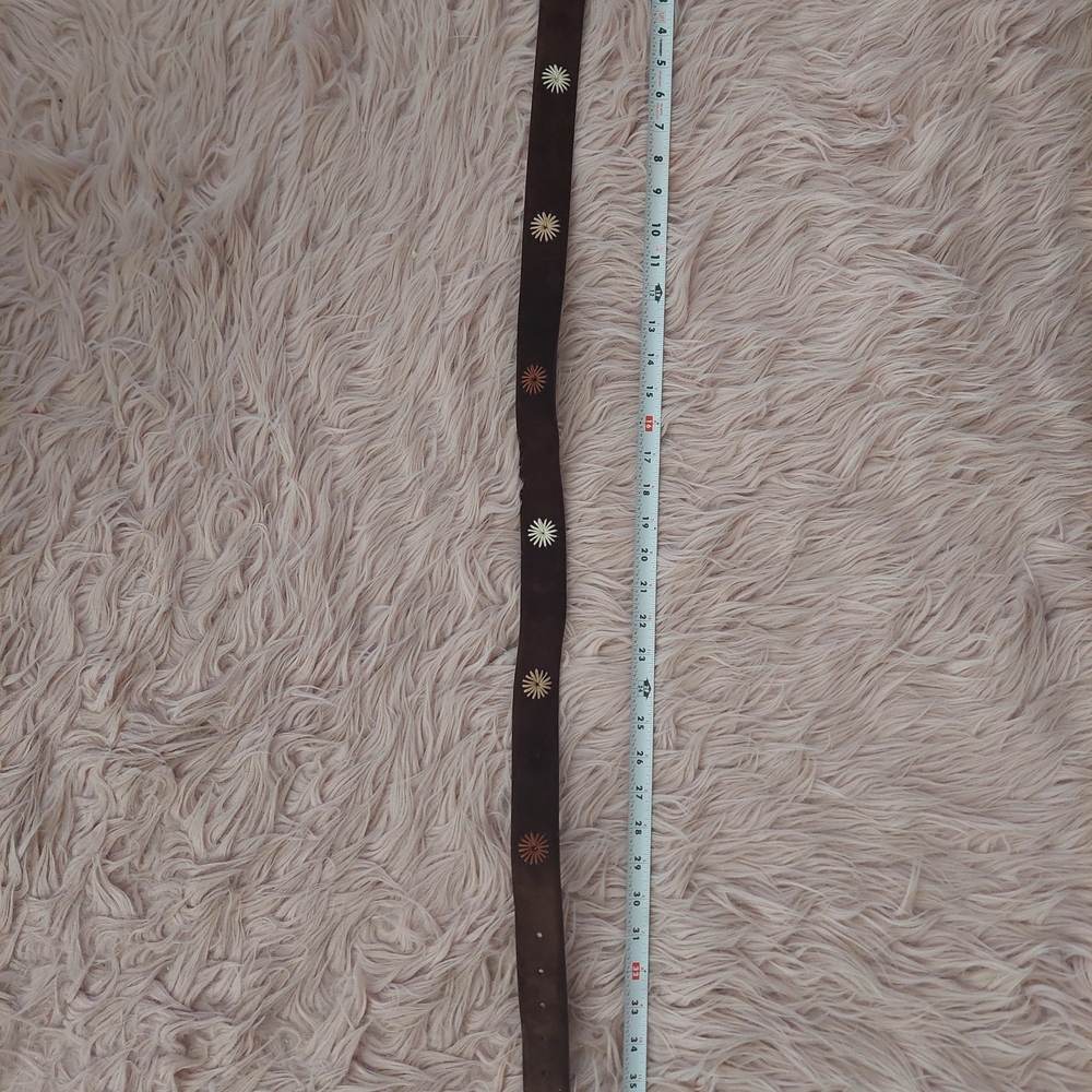 ☆Genuine Leather Brown Belt with Sunburst Accents